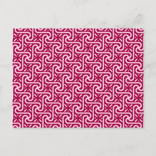 Egyptian tile pattern, burgundy and pink postcard