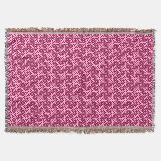 Egyptian tile pattern, burgundy and pink throw blanket (Front)