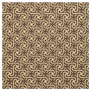Egyptian tile pattern, chocolate brown and tan fabric