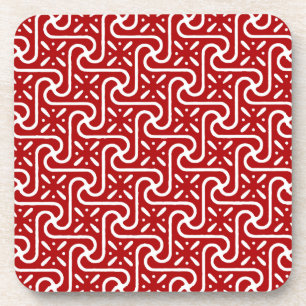 Egyptian tile pattern, dark red and white coaster