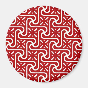 Egyptian tile pattern, dark red and white magnet