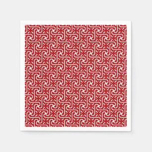 Egyptian tile pattern, dark red and white napkin