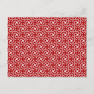 Egyptian tile pattern, dark red and white postcard