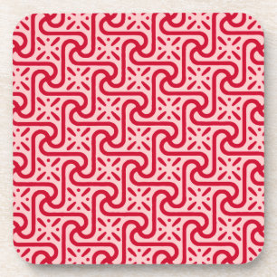 Egyptian tile pattern, deep and light pink coaster