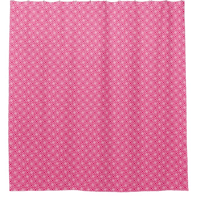 Egyptian tile pattern, deep and light pink shower curtain (Front)