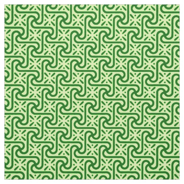 Egyptian tile pattern, emerald and lime green fabric (Swatch)