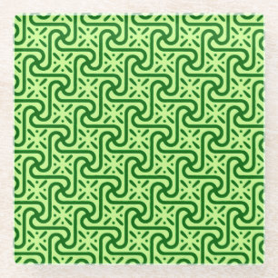 Egyptian tile pattern, emerald and lime green glass coaster