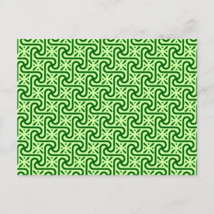 Egyptian tile pattern, emerald and lime green postcard