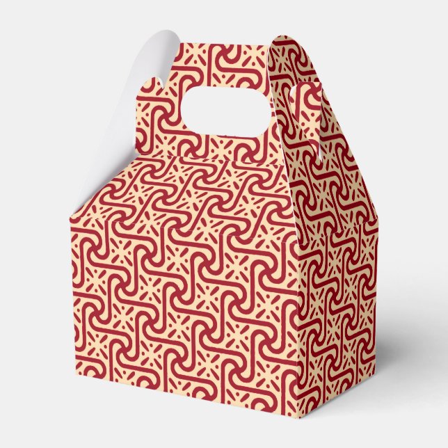 Egyptian tile pattern, maroon and peach favour box (Front Side)
