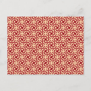 Egyptian tile pattern, maroon and peach postcard