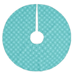 Egyptian tile pattern, turquoise and aqua brushed polyester tree skirt