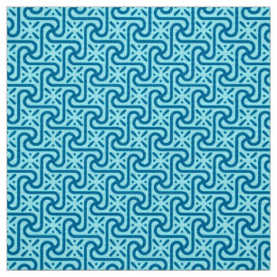 Egyptian tile pattern, turquoise and cobalt blue fabric