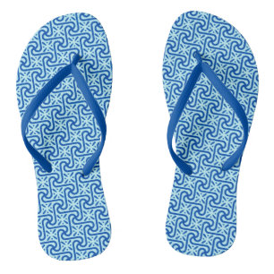 Egyptian Tile Pattern,Turquoise and Cobalt Blue Thongs