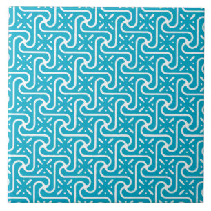 Egyptian tile pattern, turquoise and white