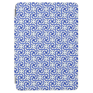 Egyptian tile pattern, white and cobalt blue iPad air cover