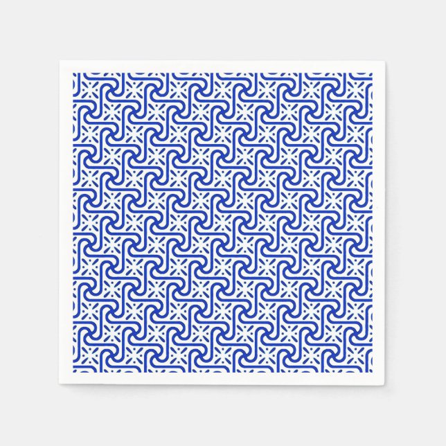 Egyptian tile pattern, white and cobalt blue napkin (Front)