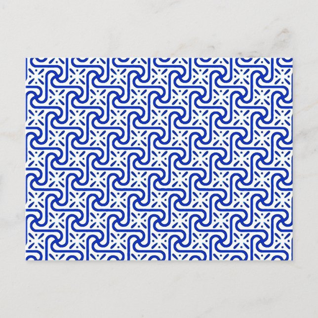 Egyptian tile pattern, white and cobalt blue postcard (Front)