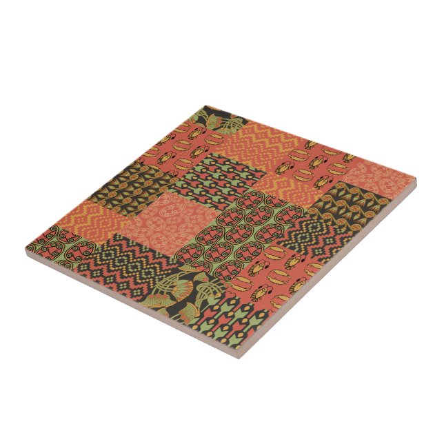 Egyptian Tribal Faux Patchwork Ceramic Tile (Side)