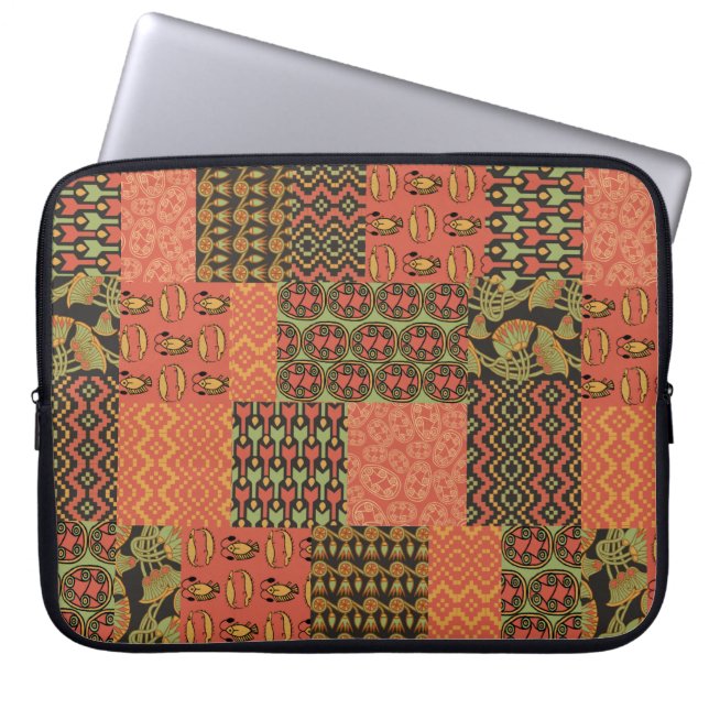 Egyptian Tribal Faux Patchwork Laptop Sleeve (Front)