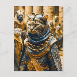 Egyptian Warrior Cat in Royal Armour Postcard