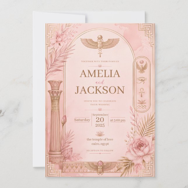 Egyptian Wedding Invitation Template, Editable Can (Front)