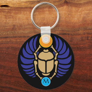 Egyptian Winged Scarab Beetle Customisable Colours Key Ring