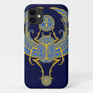 Egyptian Winged Scarab, Blue iPhone 11 Case