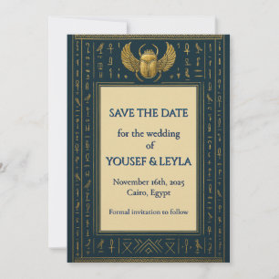 Egyptian Winged Scarab Gold Save the Date