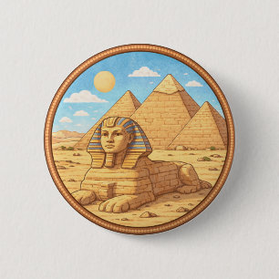 Egypt's Sphinx 6 Cm Round Badge