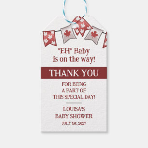 "Eh" Baby is on the way! Canada Day Baby Shower Gift Tags