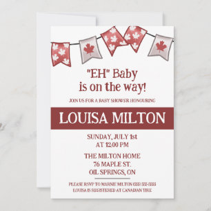 "Eh" Baby is on the way!  Canada Day Baby Shower Invitation