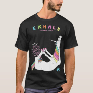 Ehale Yoga Bow Pose Farting Unicorn T-Shirt