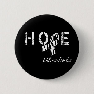 Ehlers-Danlos Hope Zebra Stripe Ribbon Button