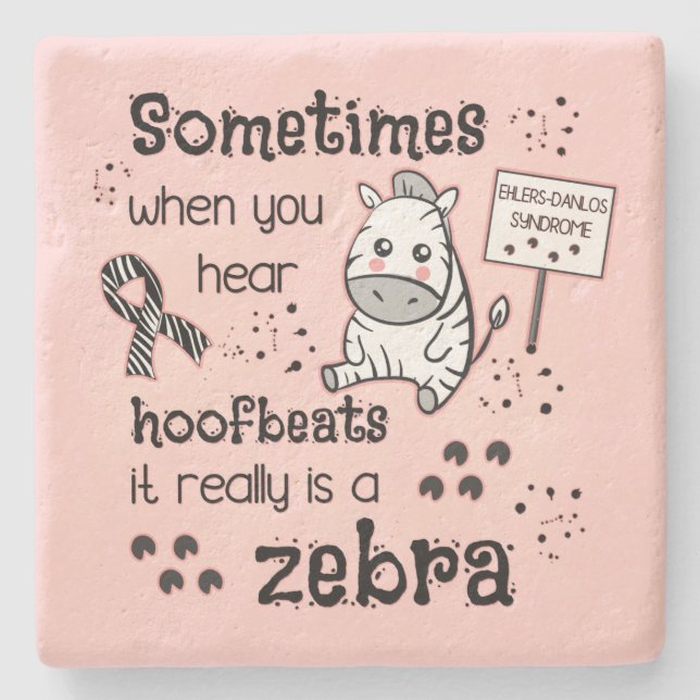 Ehlers-Danlos Syndrome Zebra Awareness Stone Coaster (Front)