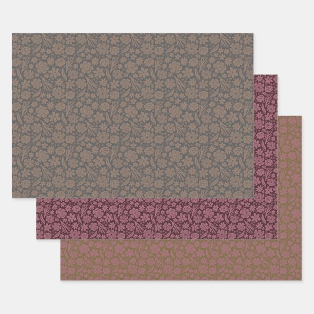 Ehpopoki Floral x 3 Wrapping Paper Sheet (Set)