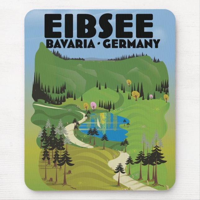 Eibsee Germany travel poster. Mouse Pad (Front)