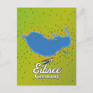 Eibsee Germany travel poster. Postcard
