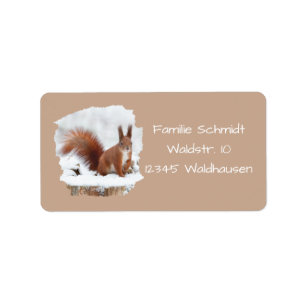 Eichhörnchen im Schnee - braun Label