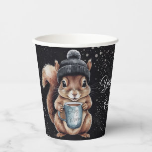 Eichhörnchen mit Tasse und Schnee „Stay Warm“ Paper Cups