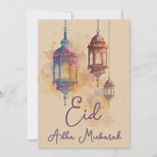 Eid Adha Mubarak Islamic Lanterns Card