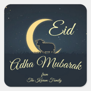 Eid  Al Adha Dark Blue Sheep Dinner  Square Sticker