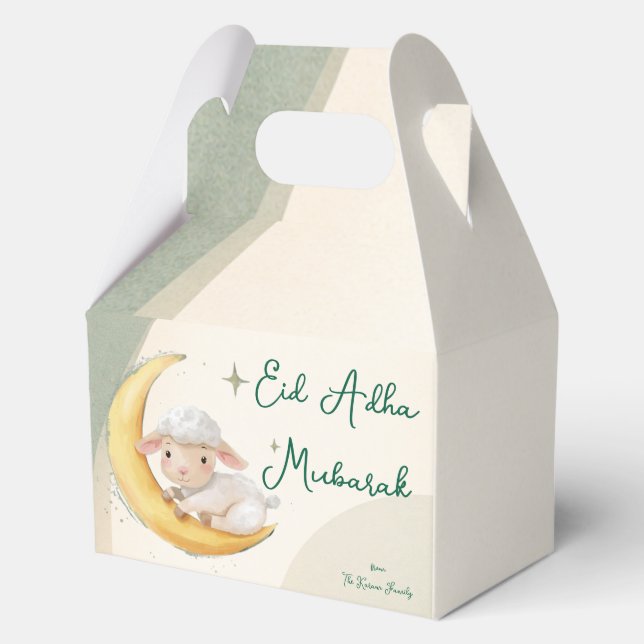 Eid  Al Adha Dusty Green cute Sheep Dinner  Favour Box (Back)