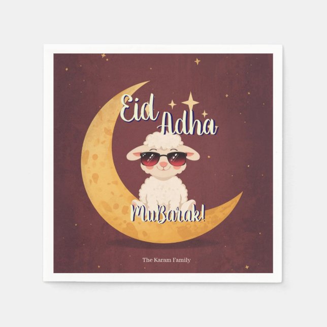 Eid  Al Adha Funny cute Sheep Party  Napkin (Front)
