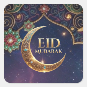 Eid Al -Adha Islamic celebration Gold And navy Square Sticker