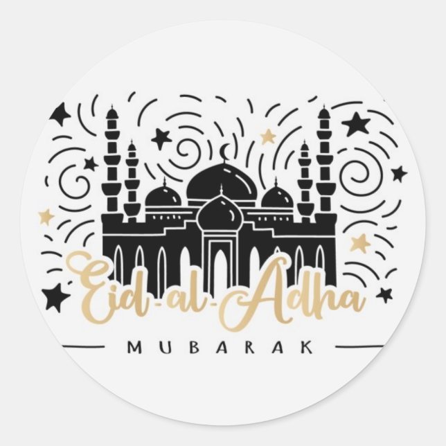 Eid Al Adha Mubarak Classic Round Sticker (Front)