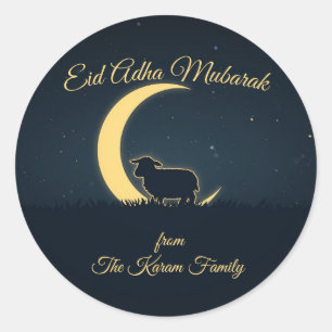 Eid  Al Adha Mubarak  Elegant Dinner  Classic Round Sticker