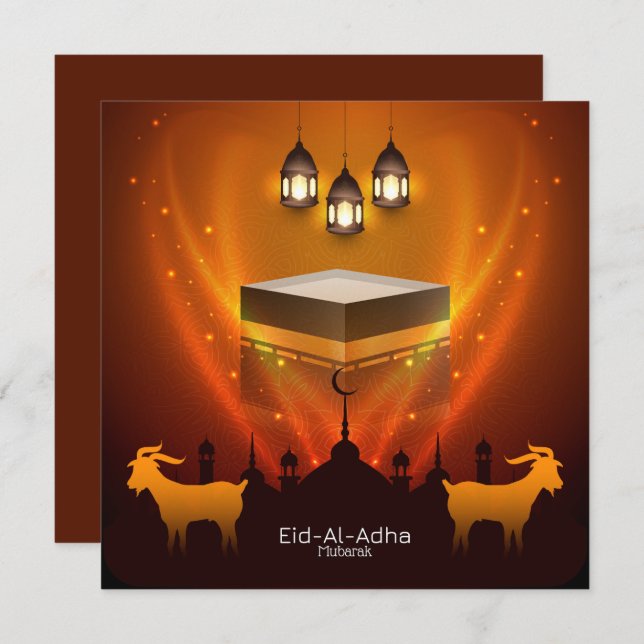 Eid Al Adha Mubarak Kaba Shareef Goat Islamic  Holiday Card (Front/Back)