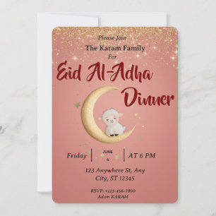 Eid  Al Adha Mubarak Pink Modern Invitation