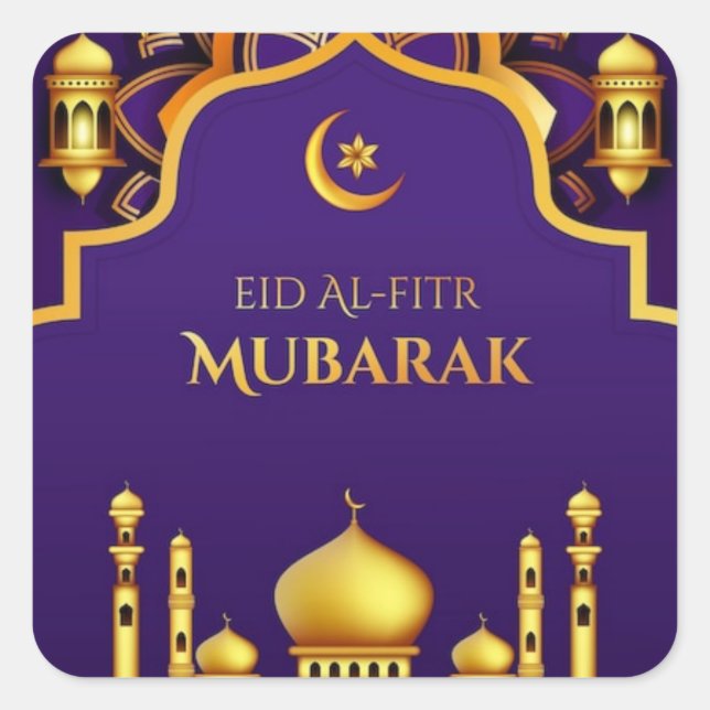 Eid Al-Fitr Greeting Square Sticker (Front)