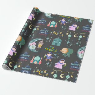  Eid Al-Fitr Mubarak Dark Grey Wrapping Paper